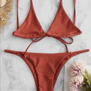 Bralette string bikini top and bottom